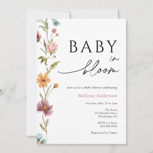 Wilde Baby in het Baby shower Bloom Uitnodiging (Voorkant)