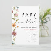 Wilde Baby in het Baby shower Bloom Uitnodiging (Staand voorkant)