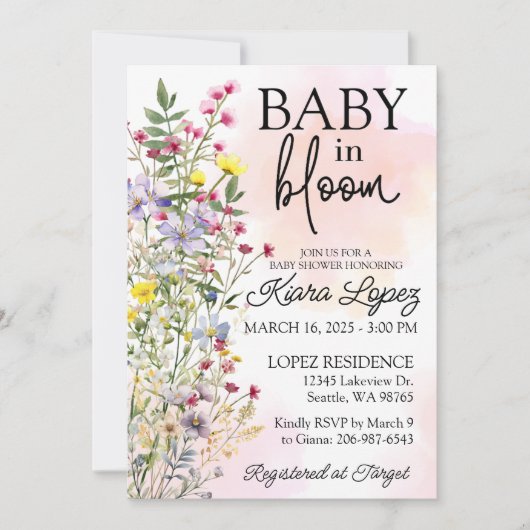 Wilde Baby in het Baby shower Bloom Uitnodiging (Voorkant)