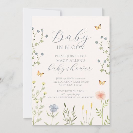 Wilde Baby in het Baby shower Bloom Uitnodiging (Voorkant)