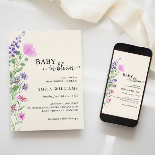 Wilde Baby in het Baby shower Bloom Uitnodiging