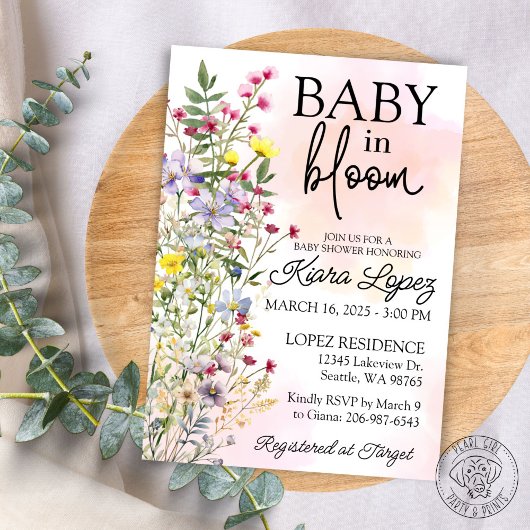 Wilde Baby in het Baby shower Bloom Uitnodiging