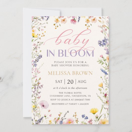 Wilde Baby in het Baby shower Bloom Uitnodiging (Voorkant)