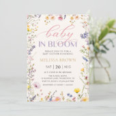 Wilde Baby in het Baby shower Bloom Uitnodiging (Staand voorkant)