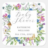 Wilde Baby in het Baby shower Bloom Vierkante Sticker (Voorkant)