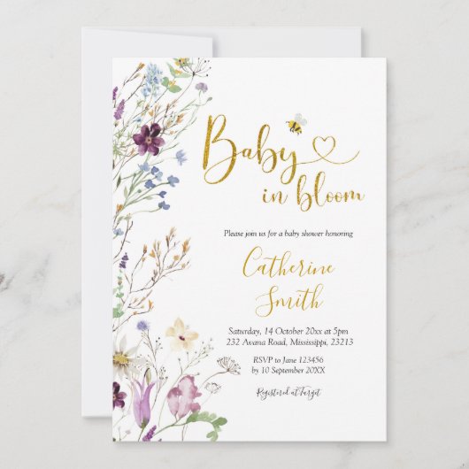 Wilde Baby is te vinden in Bloom Baby shower Invit Kaart (Voorkant)