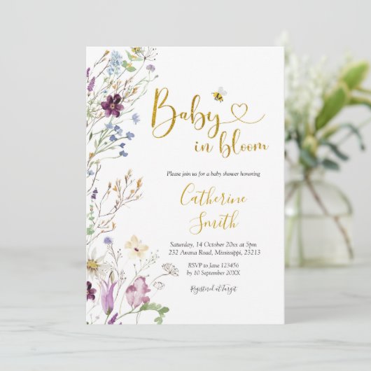 Wilde Baby is te vinden in Bloom Baby shower Invit Kaart (Staand voorkant)