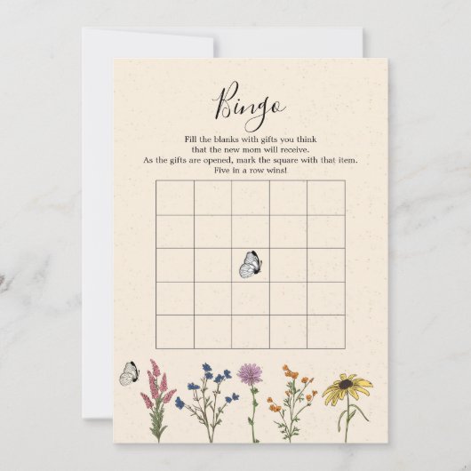  Wilde Baby shower Bingo Game Kaart (Voorkant)