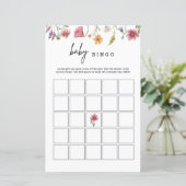 Wilde Baby shower Floral Baby Bingo Game Card (Staand voorkant)