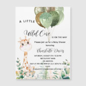 Wilde baby shower giraffe oerwoud luxe magnetische uitnodiging (Voorkant)