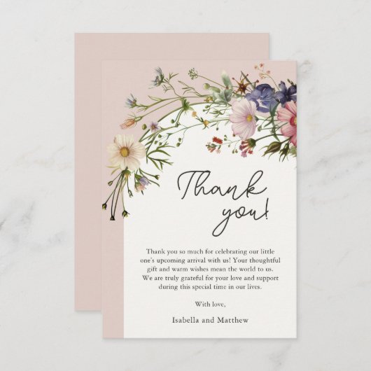 Wilde Baby shower Hartelijk dank Bedankkaart (Voorkant / Achterkant)