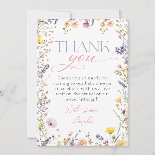 Wilde Baby shower Hartelijk dank Bedankkaart (Voorkant)