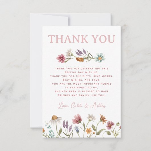 Wilde Baby shower Hartelijk dank Bedankkaart (Voorkant)