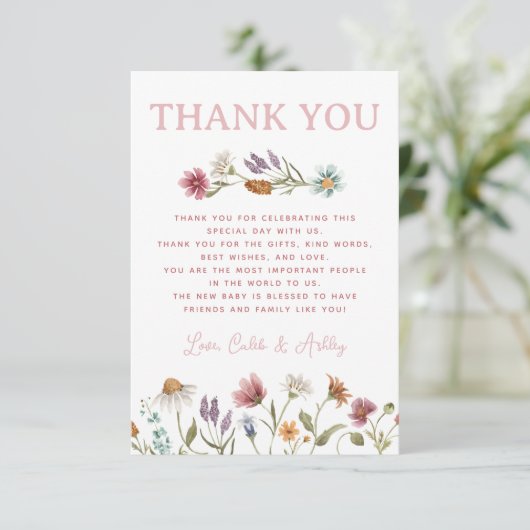 Wilde Baby shower Hartelijk dank Bedankkaart (Staand voorkant)