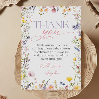 Wilde Baby shower Hartelijk dank Bedankkaart