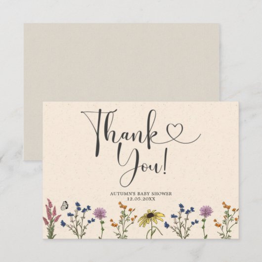 Wilde Baby shower Hartelijk dank Bedankkaart (Voorkant / Achterkant)