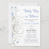 Wilde Baby shower Jongen Uitnodiging Blauw (Voorkant)