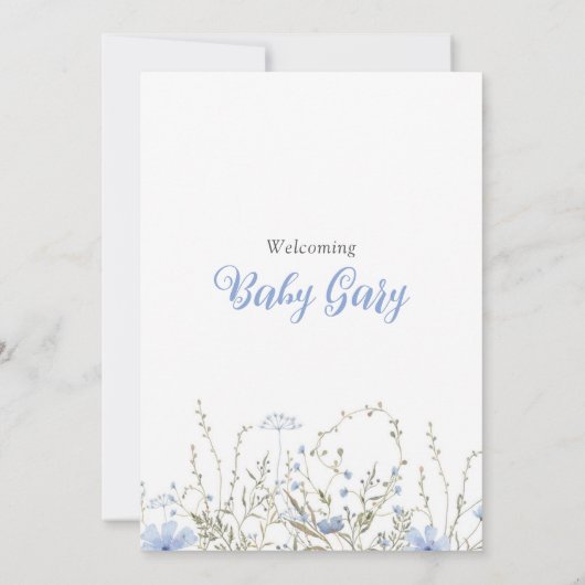 Wilde Baby shower Jongen Uitnodiging Blauw (Achterkant)