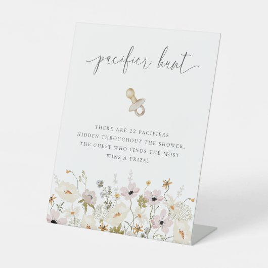 Wilde Baby shower Pacifier Hunt Reclamebord Met Voetstuk (Voorkant)
