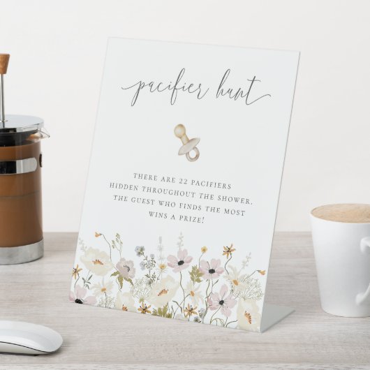 Wilde Baby shower Pacifier Hunt Reclamebord Met Voetstuk (Insitu)