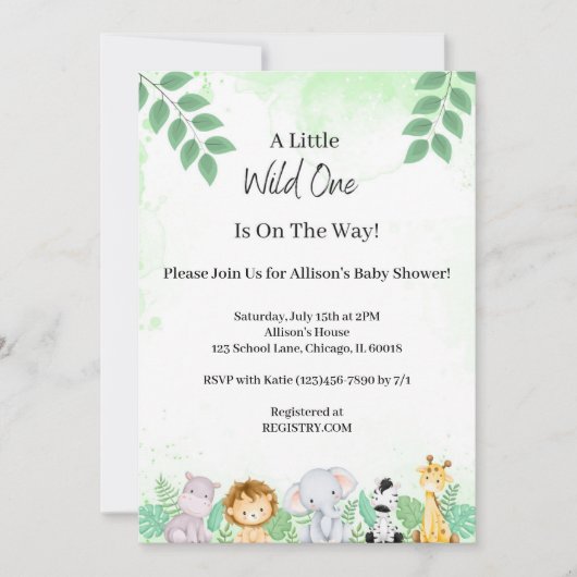 Wilde baby shower uitnodiging (Voorkant)
