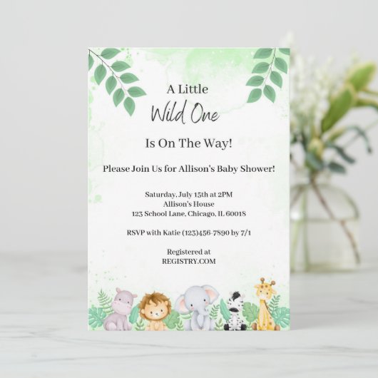 Wilde baby shower uitnodiging (Staand voorkant)