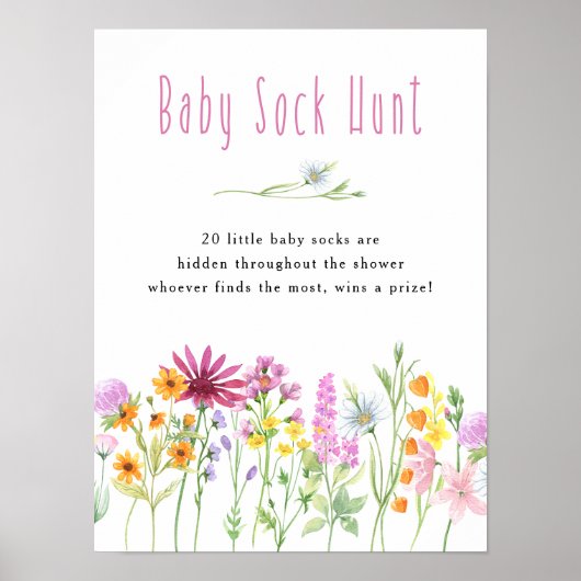 Wilde Baby Sock Hunt Baby shower Game Poster (Voorkant)