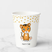 Wilde Baby Tijger Cartoon & Gold Confetti Party Papieren Bekers (Achterkant)
