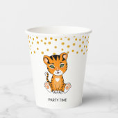 Wilde Baby Tijger Cartoon & Gold Confetti Party Papieren Bekers (Voorkant)