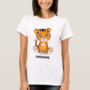 Wilde Baby Tijger Dieren Cartoon T-shirt