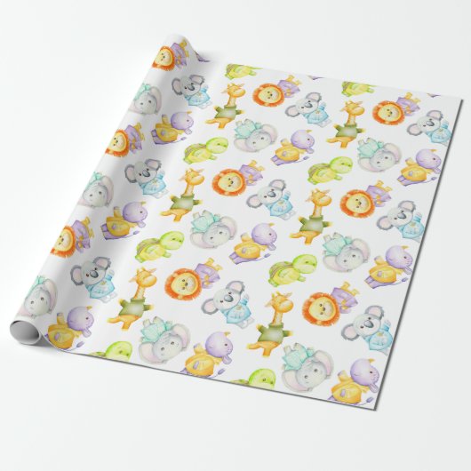 Wilde babydieren cadeaupapier (Uitgerold)