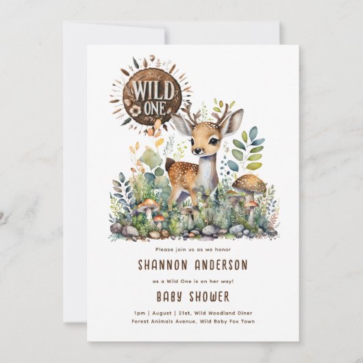 Wilde babyhert Bosdieren Rustiek Kaart (Voorkant)