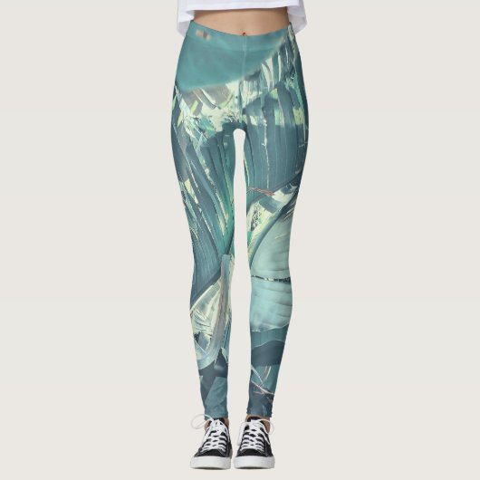 Wilde Banana Palm Tree Leaf Pattern Champ Leggings (Voorkant)