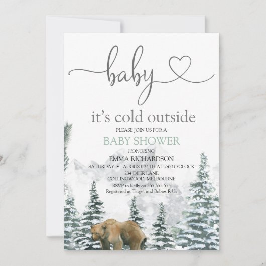 Wilde Beer Baby Koud buiten Baby shower Kaart (Voorkant)