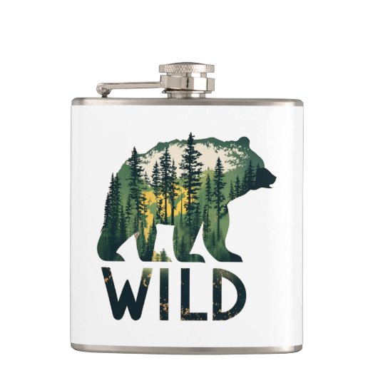 Wilde Beer buitenshuis Natuur Heupfles (Voorkant)