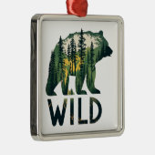 Wilde Beer buitenshuis Natuur Metalen Ornament (Rechts)