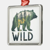 Wilde Beer buitenshuis Natuur Metalen Ornament (Links)