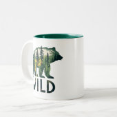 Wilde Beer buitenshuis Natuur Tweekleurige Koffiemok (Voorkant links)