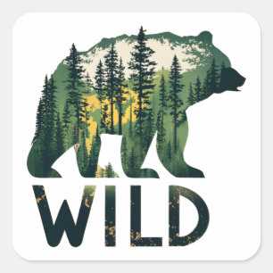 Wilde Beer buitenshuis Natuur Vierkante Sticker