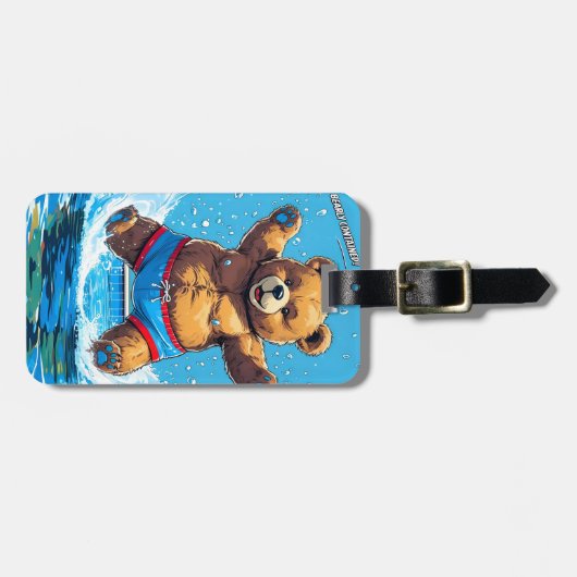 Wilde Beersummer Vintage Zwembad  Bagagelabel (Voorkant horizontaal)