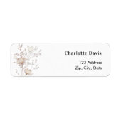 Wilde beige bloemen retouradres  etiket (Voorkant)