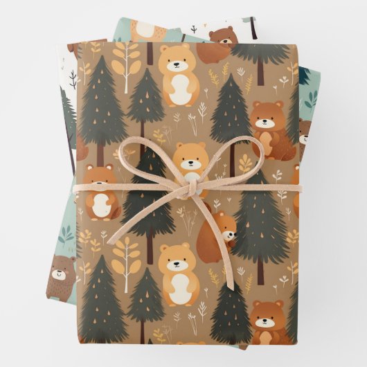 wilde Beren in het bos Inpakpapier Vel (In situ)