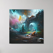 Wilde Beren in Lush Forest Landscape Canvas Afdruk (Voorkant)
