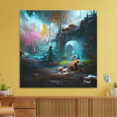 Wilde Beren in Lush Forest Landscape Canvas Afdruk (Insitu (Woonkamer))