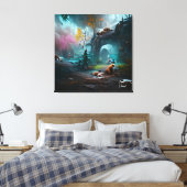 Wilde Beren in Lush Forest Landscape Canvas Afdruk (Insitu (Slaapkamer))