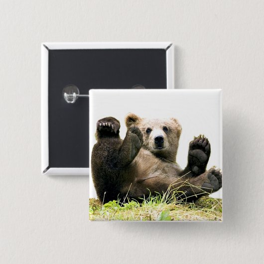 Wilde Beren Vierkante Button 5,1 Cm (Voorkant /achterkant)