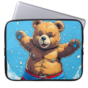Wilde Beren Zomer Vintage Zwembad Laptop Sleeve