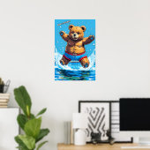 Wilde Beren Zomer Vintage Zwembad Poster (Thuiskantoor)