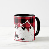 Wilde bergen Scene Red Buffalo Check Mok (Voorkant rechts)