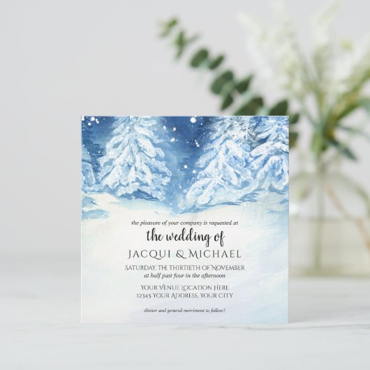 Wilde besneeide bosboom aquarel bruiloft | Vierkan Kaart (Staand voorkant)